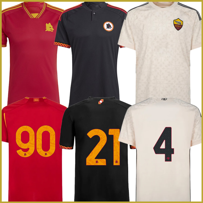 LUKAKU DYBALA AOUAR Home/Away jersey fan Belotti Bryan Cristiane Edoardo Bove Summer Short Sleeve Soccer Jersey 2023 2024 Football Shirts MANCINI Men AS Roma