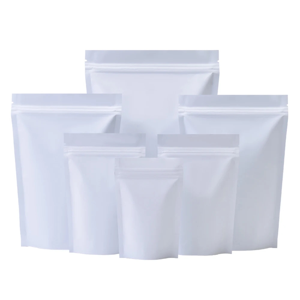 9 Size Matte White Smell Proof Stand Up Bags Resealable Mylar Bags Foil Pouch Double-Sided Self seal Bag Wholesale LX6169