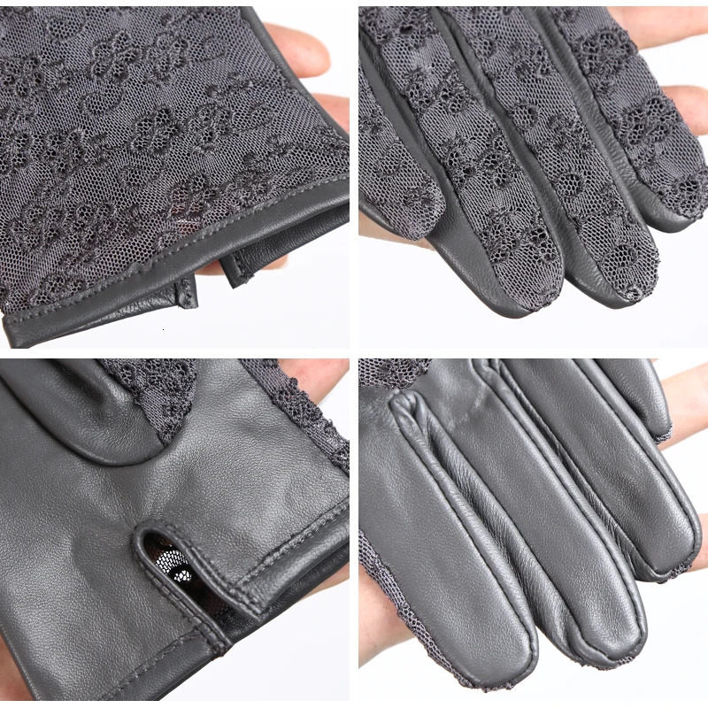Five Fingers Gloves Sexy sheepskin lace gloves fashion drive leather gloves women multicolor women's leather gloves Comfortable- 231016