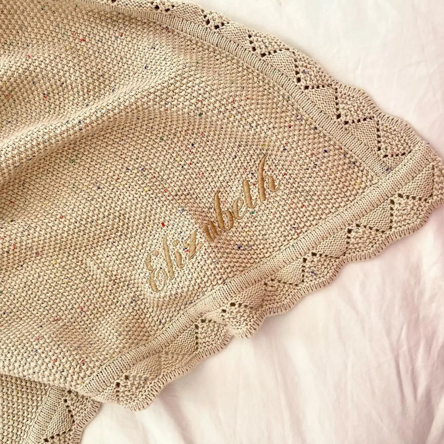 Quilts Personalized Name Knitted Embroidered Custom born Receiving Blanket Swaddle Wrap Infant Boy Girl Blanket Quilt 231017