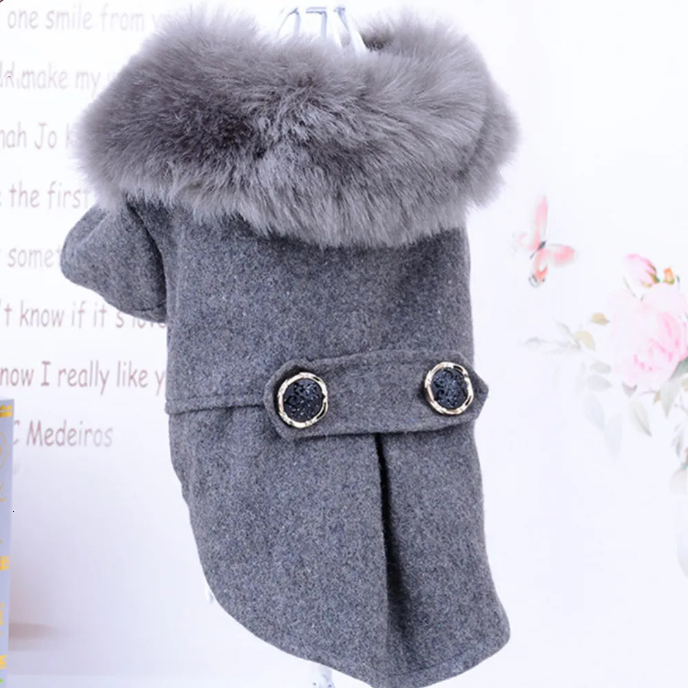 Winter Dog & Cat Fur Collar Jacket Coat Warm Padded Fiber Sweater for Small to Extra Large Pets Black Gray 2024 dh910320090