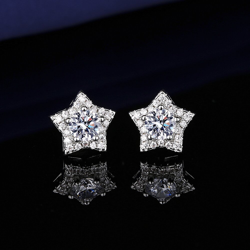 Romantic Star Lab Diamond Jewelry Set 925 Sterling Silver Party Wedding Rings Earrings Necklace for Women Moissanite Jewelry