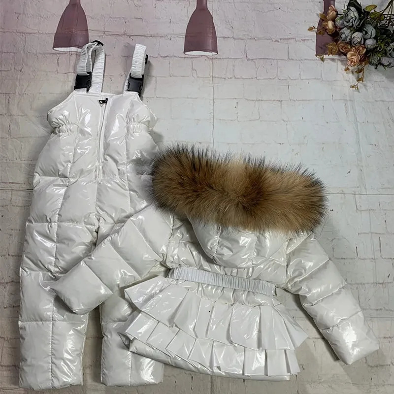 Down Coat Goose Down Kids Jackets for Girls White Skirt Hem Real Raccoon Fur Outerwear and Coats Winter Clothes for Baby 0-12 Years 231016