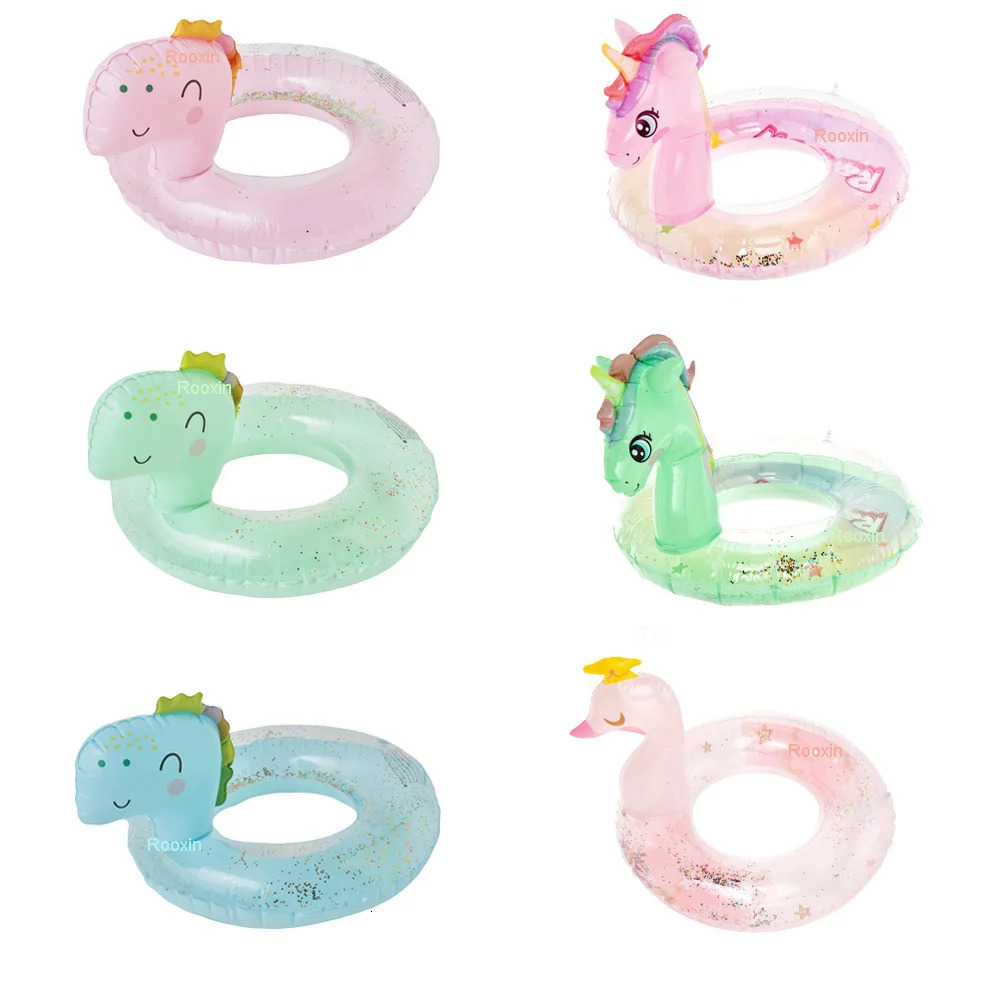 Inflatable Floats Tubes Rooxin Inflatable Flamingo Pool Float Baby Swimming Ring Summer Beach Party Pool Toys Unicorn Swimming Circle Pool Accessories