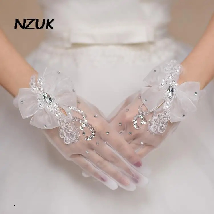 Five Fingers Gloves NZUK Sexy Bridal Gloves novia wedding gloves accessories vestido de festa Bridal garter Finger white Gloves 231016