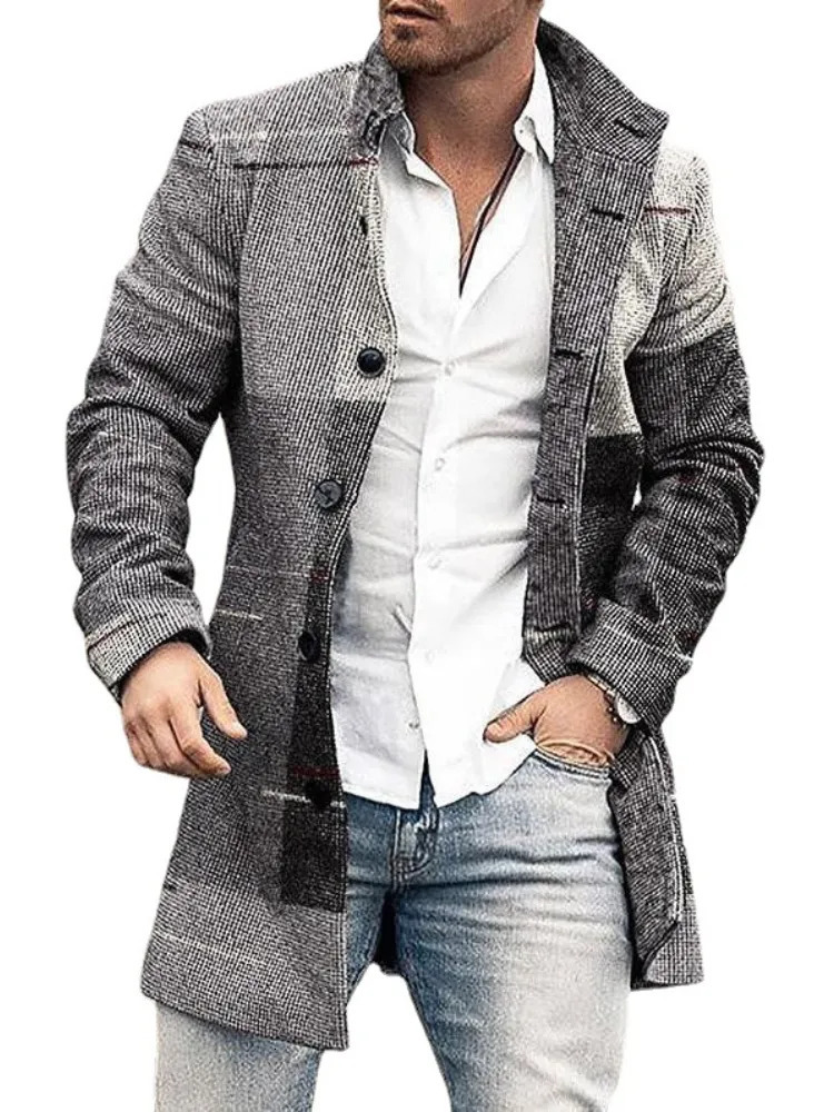 Men's Wool Blends Spring Autumn Trench Men's Vintage Long Coat Stand Collar Casual Male Clothing Outfit Streetwear 231016