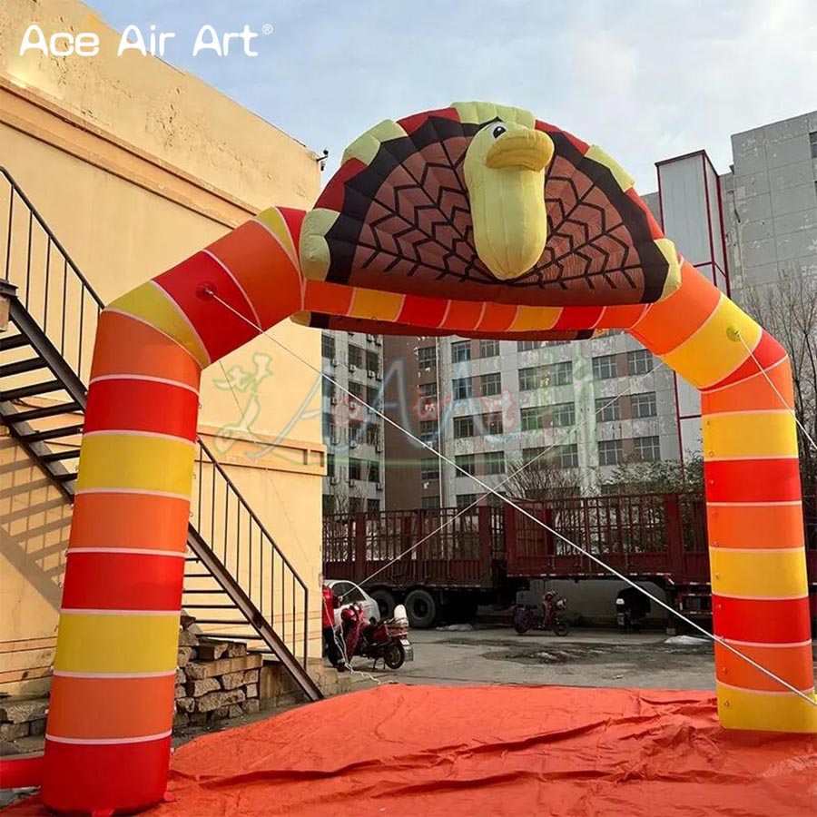 Air Turkey Arch Inflatable Thanksgiving Arch Fully Printed Holiday Decoration Entrance Archway with Free Fan for Outdoor Advertising or Promotion