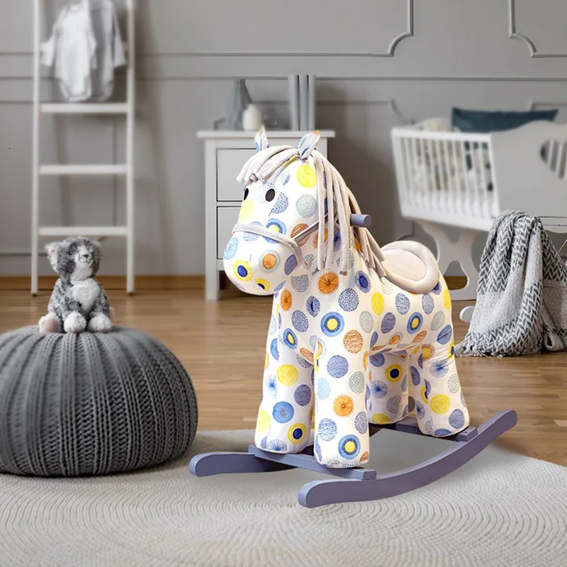 Rocking Chairs LazyChild 2-8 Year Old Children Rocking Horse Safety Baby Trojan Horse Toddler Rocking Chair Gift Solid Wood Rocking Horse 231017