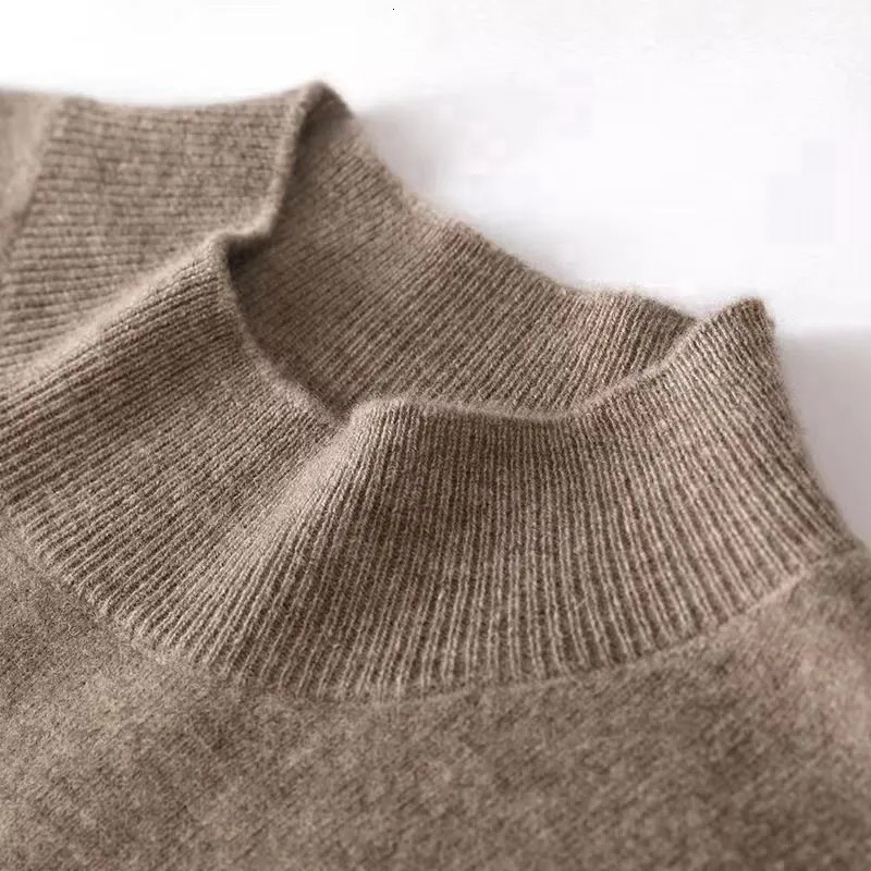 Men's Sweaters Wool Blend Cashmere Sweater Half High Lapels Pullovers Knit Winter Tops Long Sleeve HighEnd Bottoming Shirt 231017