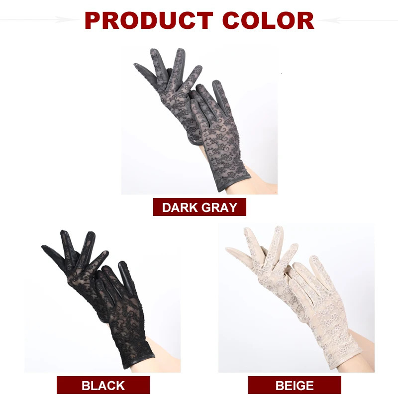 Five Fingers Gloves Sexy sheepskin lace gloves fashion drive leather gloves women multicolor women's leather gloves Comfortable- 231016