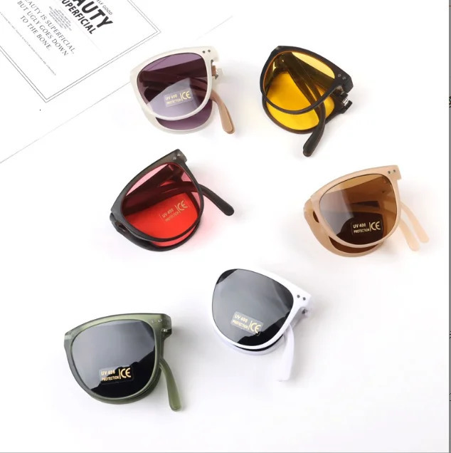 Sunglasses Children's Sunglasses European And American Children's Folding Glasses Retro Round Frame Shade Baby Sunglasses 231017
