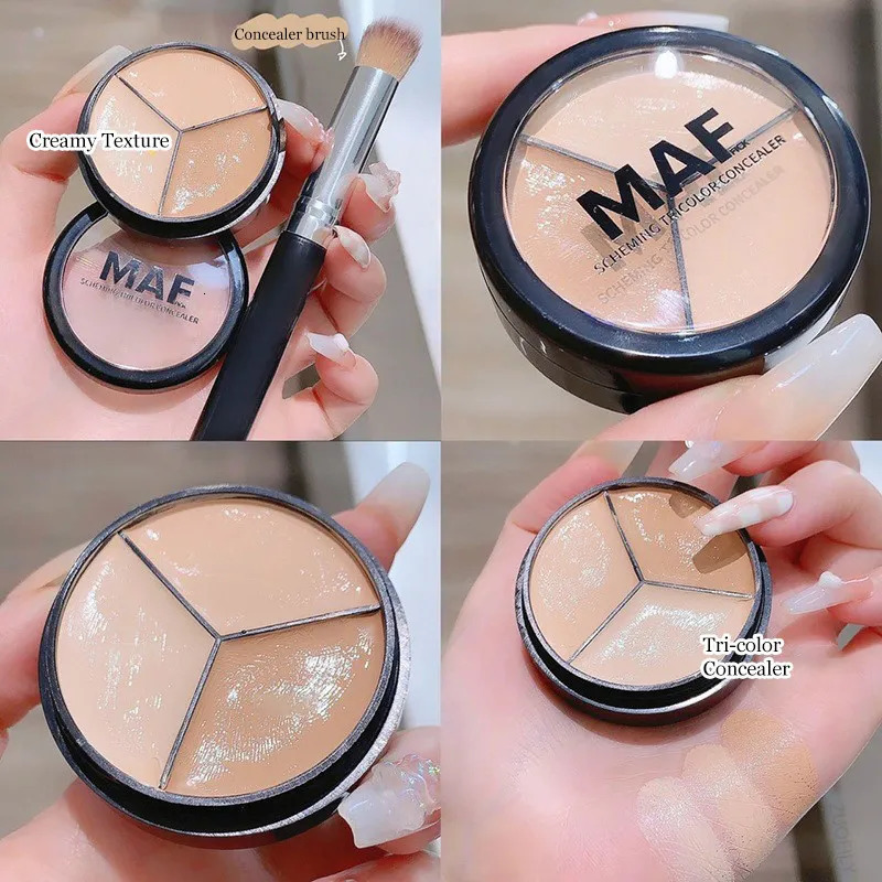 Concealer 12g Natural 3Color Concealer Palette Cover Dark Circles Pores Creamy Texture Concealer Face Liquid Foundation 231016