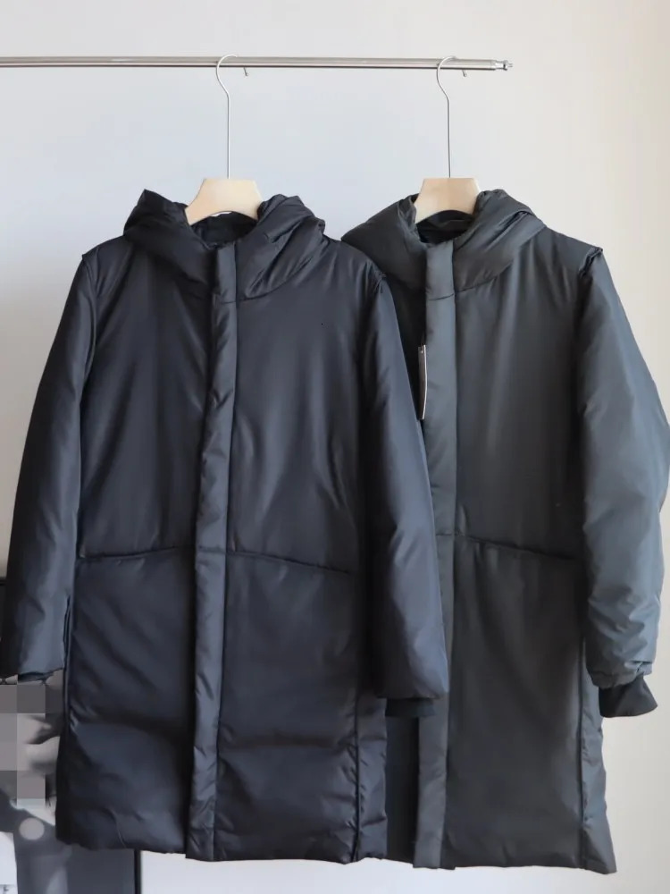 Men's Down Parkas Winter Hooded Men Slim Fit Solid Color Zipper Windproof Warm Long Jacket Streetwear Casual Overcoat Male 231017