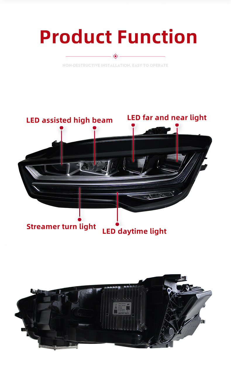Headlights Assembly For AUDI A7 20 11-20 18 Retrofitting New Matrix LED Daytime Light Lens Dynamic Signal Light