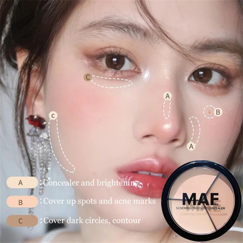 Concealer 12g Natural 3Color Concealer Palette Cover Dark Circles Pores Creamy Texture Concealer Face Liquid Foundation 231016