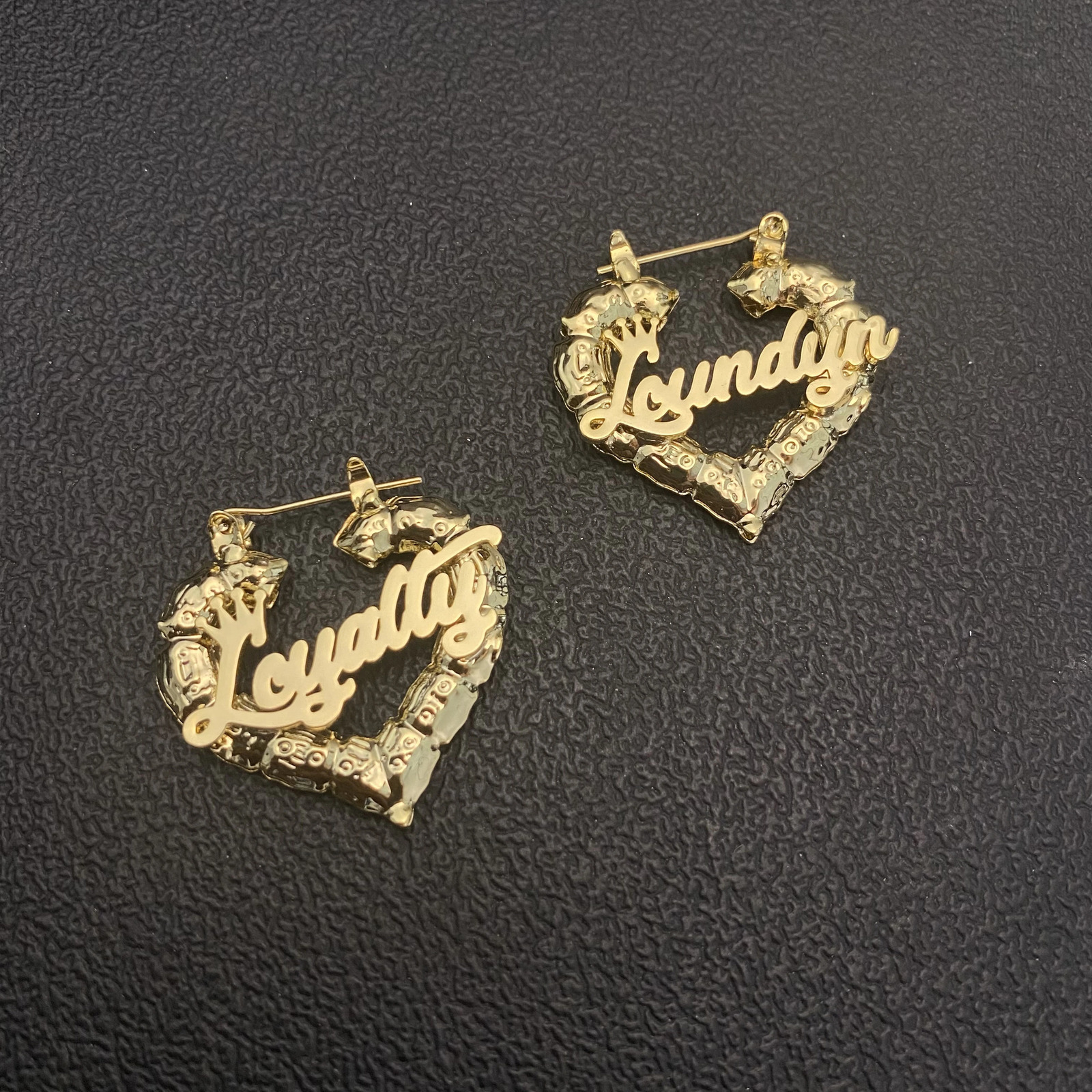 Hoop Huggie Custom 30mm Name Heart Bamboo Earrings Personalized Letter Name Twist Hoop Earrings For Girls Kids Baby Girls Child Anti-allergy 231016