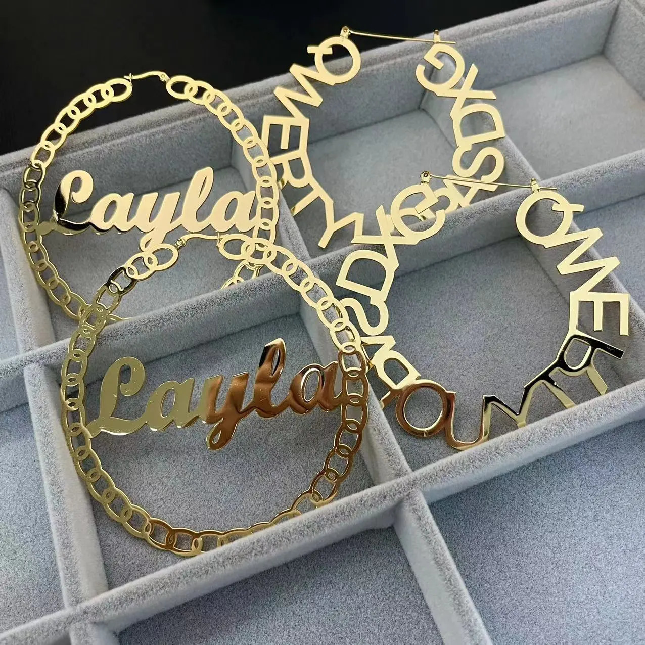 Hoop Huggie Custom 30mm-100 Stainless Steel Letter Name Hoop Earrings Personalized Big Hoop Earrings For Baby Kids Women Gifts 231016