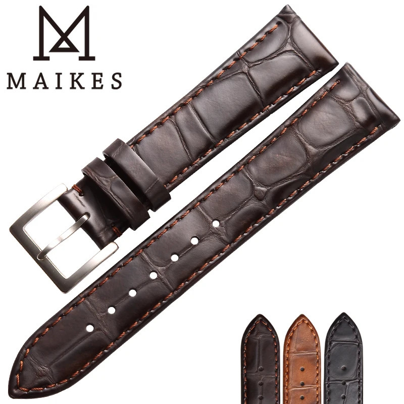 Watch Bands MAIKES Genuine Leather Strap Watch Accessories Handmade Watchbands 18mm 19mm 20mm 22mm Light Brown Black Watch Bracelets Band 231016