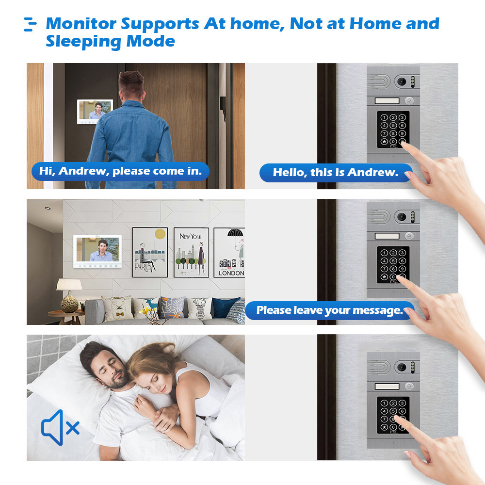 Tuya Smart App Remote Control WiFi Video Door Phone Intercom 7 inch Screen Access Control System Motion Detection With Code Keypad/RFID Card