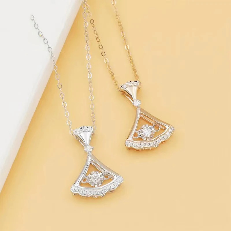 Pendant Necklaces Trendy Real D Color 03ct Moissaite Skirt Necklace for Women 100 925 Silver Plated K Gold With Gra 231017