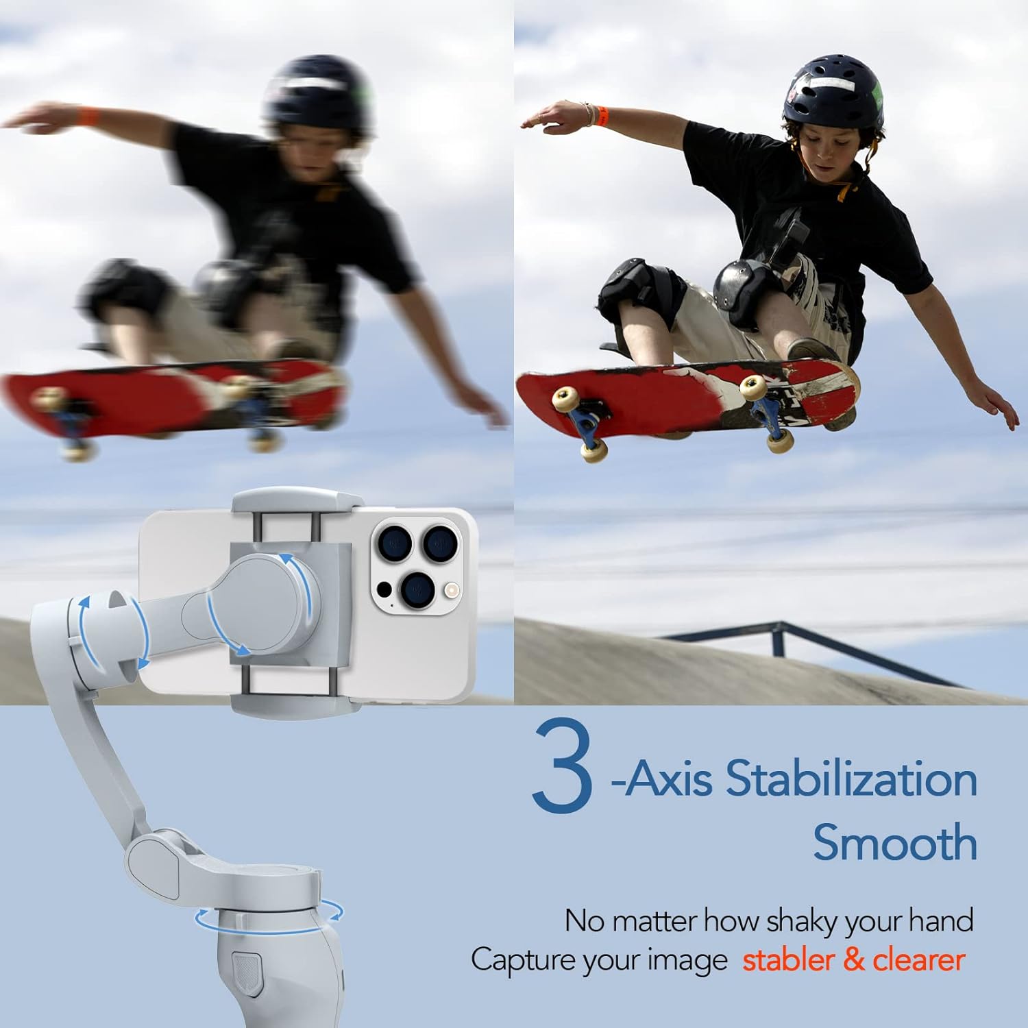 Portable Gimbal stabilizer 3-Axis Phone Gimbal Cell Phone Stabilizer Foldable with Face/Object Tracking Vlogging L7C Pro for Video Recording Gopro Spo