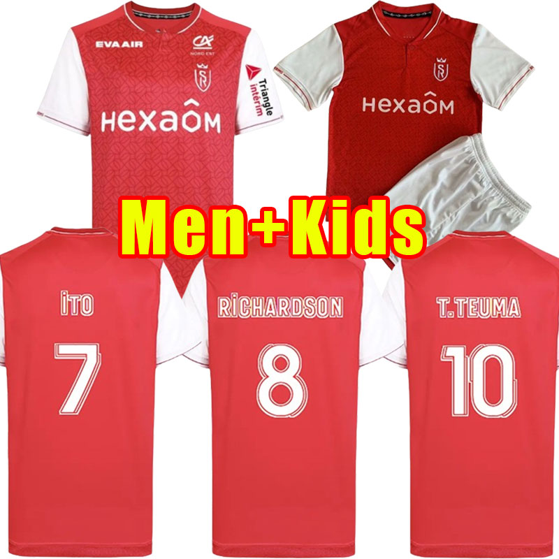 23 24 Stade Reims soccer jerseys dia home white 2023 2024 maillot de foot EL BILAL CAFARO MBUKU ZENELI ABDELHAMID adult men kids kit football shirts top set socks