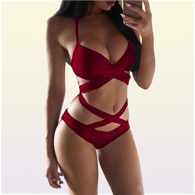 Women039s Sexy Cutout Halter designer bikini Onepiece Push Up esigner swimwe Monokini Swimsuit Bandage Swimwear Women039s F