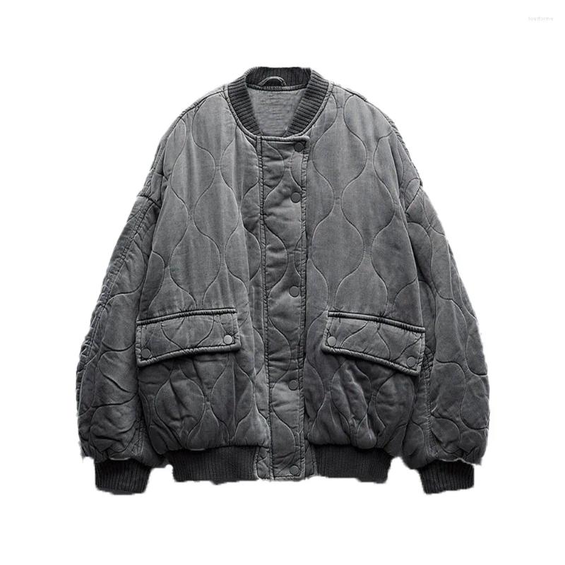 Trench Coats Women, Casual Cotton Jacket With O-Neck, Long Sleeve, Zipper, And Pockets, Single-Breasted Loose Bomber Coat For Autumn B4