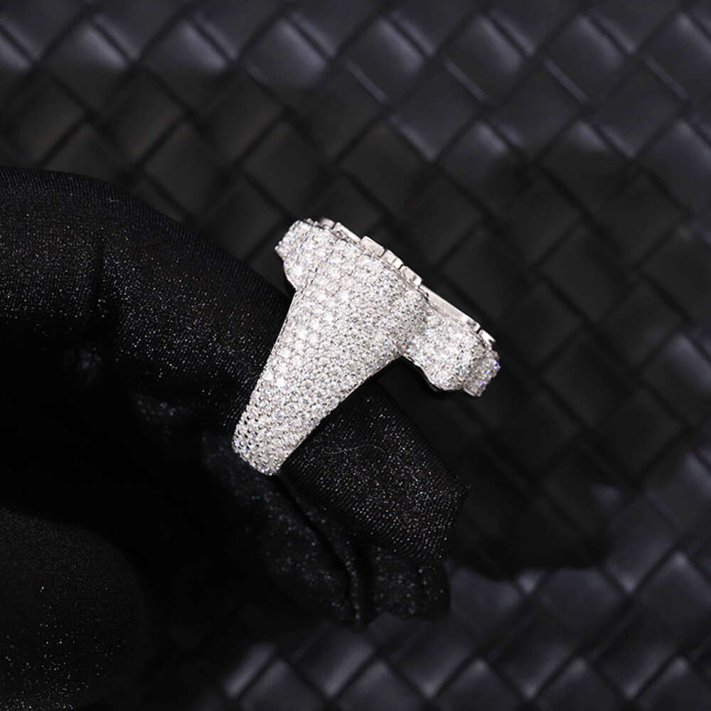 Full ice out Sterg Sier Gold Plated Baguette Moissanite Cross Hip Hop Men Women Cuban Ring