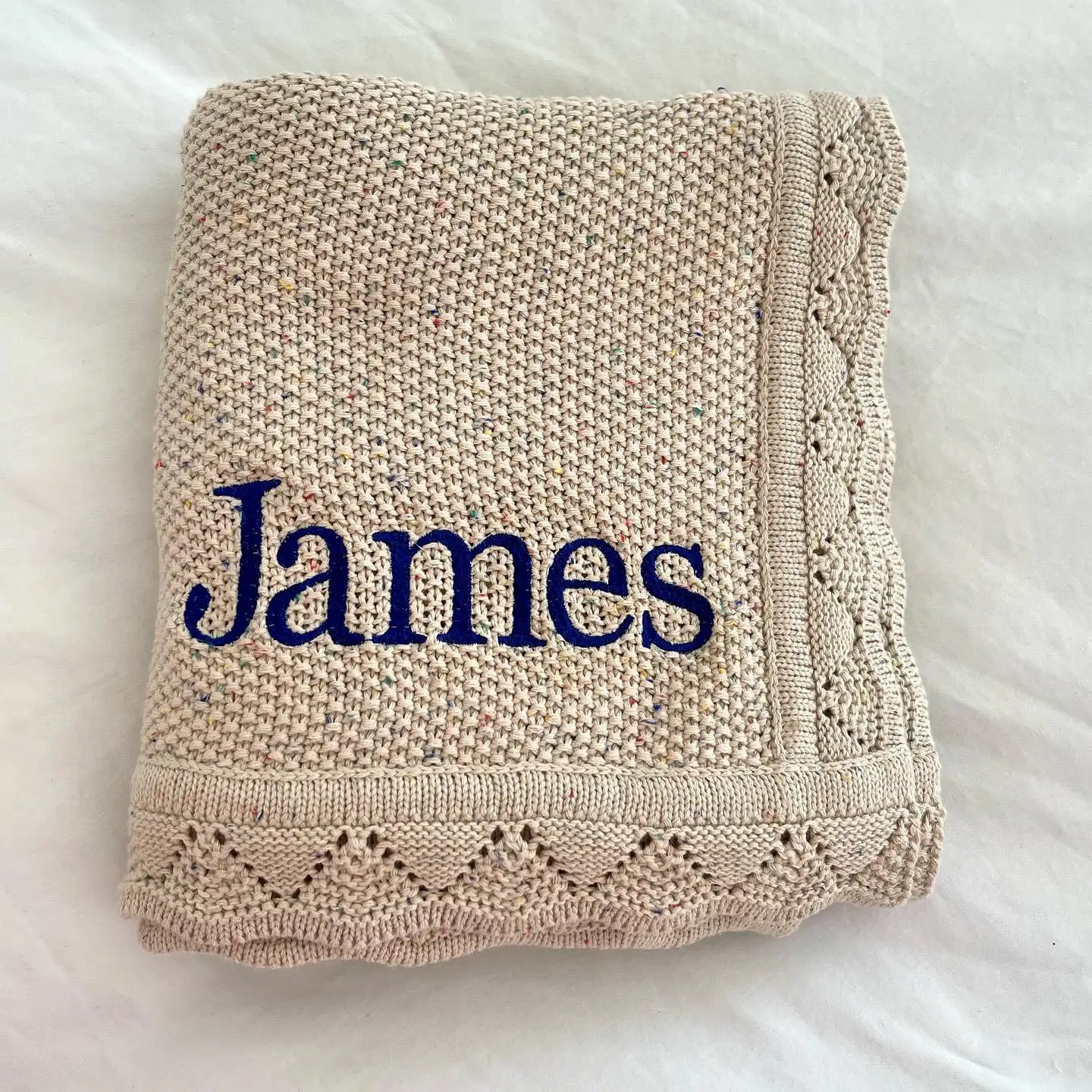 Quilts Personalized Name Knitted Embroidered Custom born Receiving Blanket Swaddle Wrap Infant Boy Girl Blanket Quilt 231017