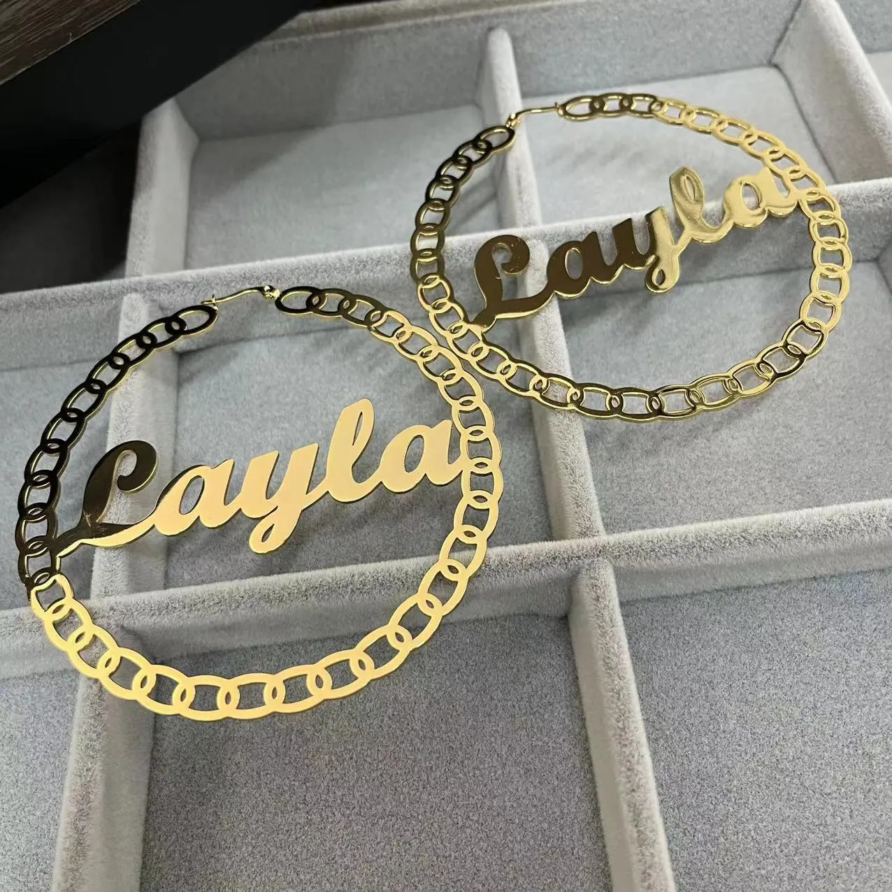 Hoop Huggie Custom 30mm-100 Stainless Steel Letter Name Hoop Earrings Personalized Big Hoop Earrings For Baby Kids Women Gifts 231016