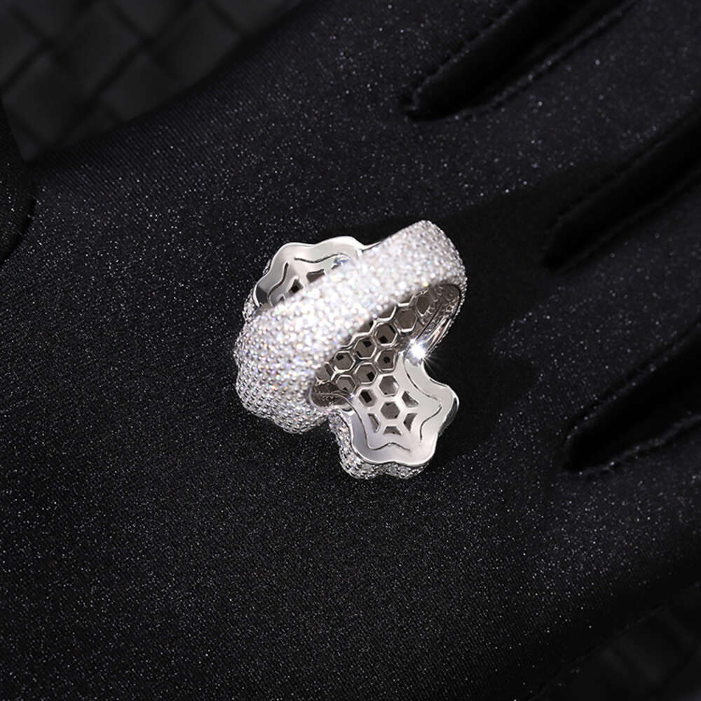 Full ice out Sterg Sier Gold Plated Baguette Moissanite Cross Hip Hop Men Women Cuban Ring