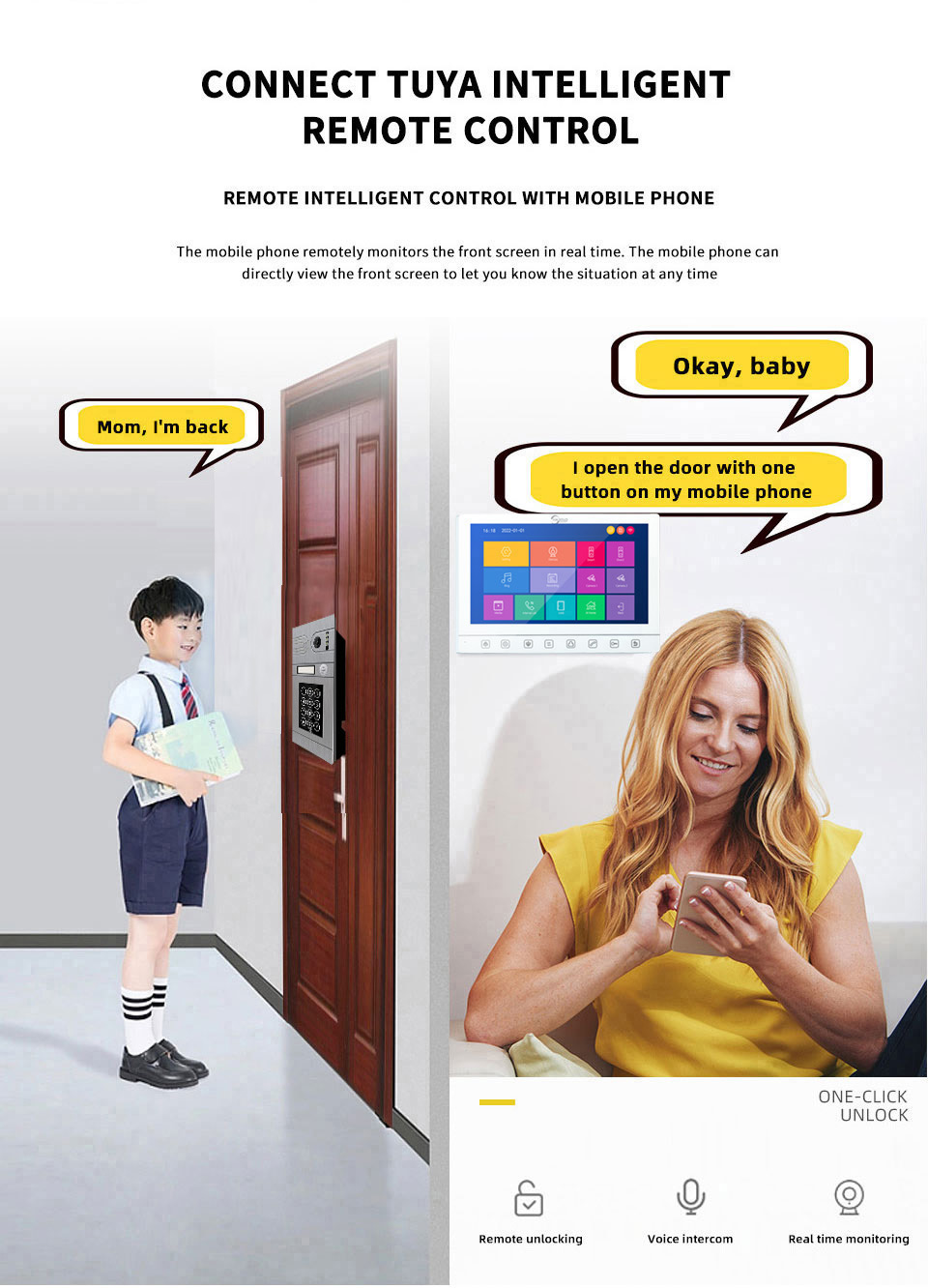 Tuya 10 inch Monitor Video Intercom For Home Doorbell Wifi Video Door Entry Tuya App Remote Control Unlock Smart Home Video Door Phone Intercom