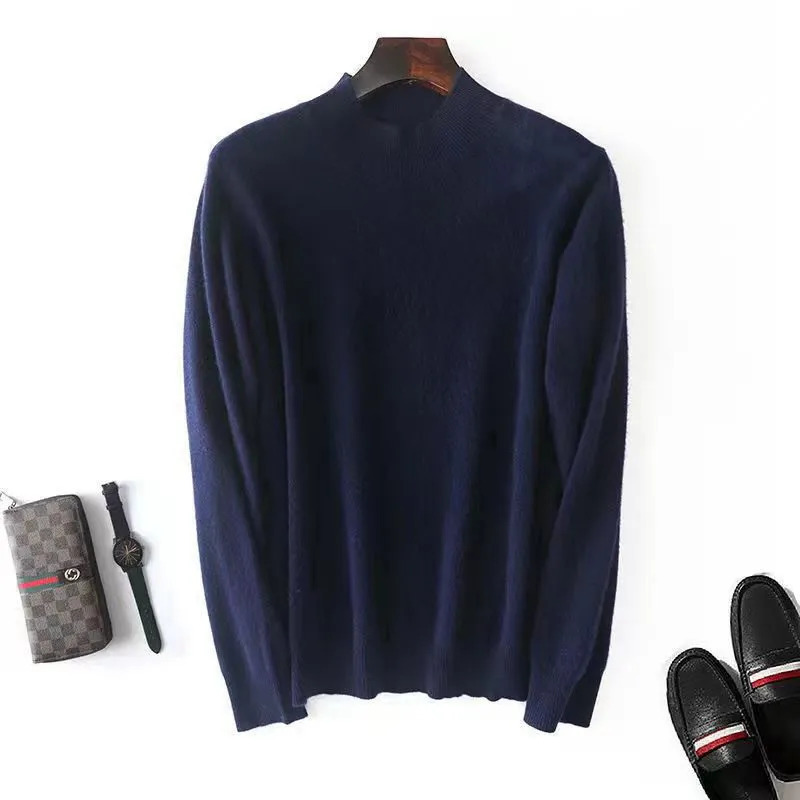 Men's Sweaters Wool Blend Cashmere Sweater Half High Lapels Pullovers Knit Winter Tops Long Sleeve HighEnd Bottoming Shirt 231017