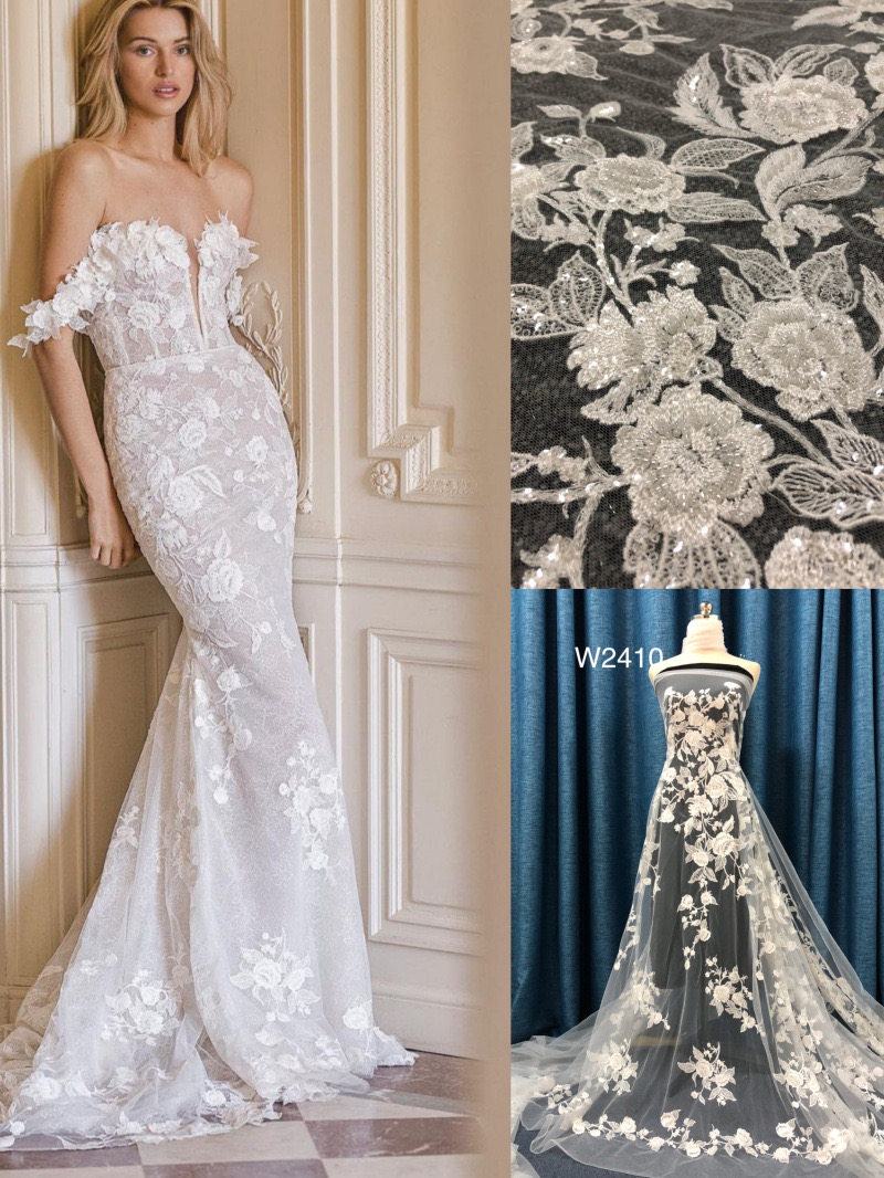 Mermaids Ory Crystals Off The Shoulder Full Elegant Beading Lace Wedding Dress Sequin Slim Deep V Style Beach Boho Shiny Gown Wed Gowns S