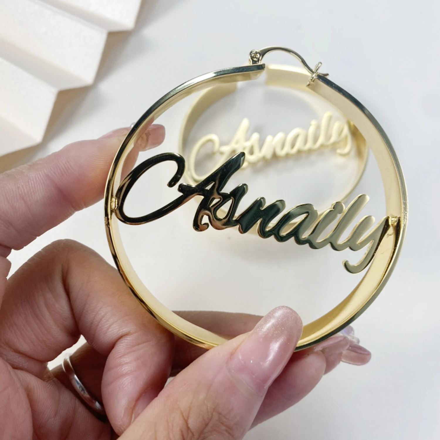 Hoop Huggie Qitian Custom Hoop Earrings Name Chunky Hoop Earrings Personalized Big Hoop Earrings Women Name Earrings Christmas Gifts 231016