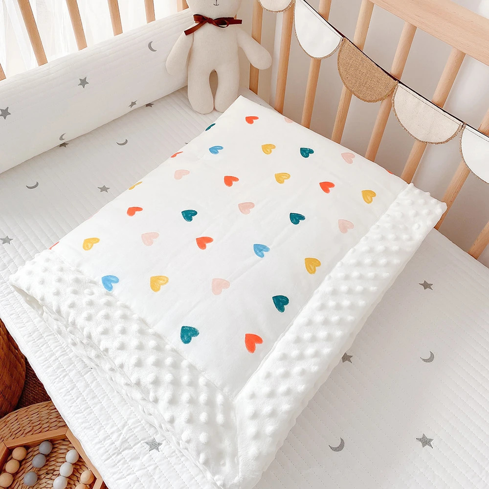 Quilts Big Size 3D Dot Muslin Cotton thick Heart Print Soft Spring Toddler Blanket Crib Quilt Big Child Blanket 231017