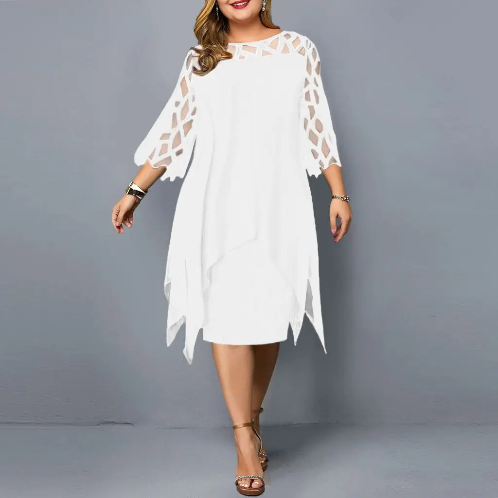 Plus size Dresses 5XL Plus Size Party Dress Sexy Elegant Lace Mesh L-6XL White Red Purple Black Blue Green Loose Women's Colthing 231017
