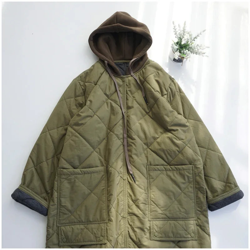 Men's Down Parkas Winter Warm Hooded Cotton Jacket Loose Coat Jackets Long Sleeves Singlebreasted Pockets Solid Color Casual Tops 231017