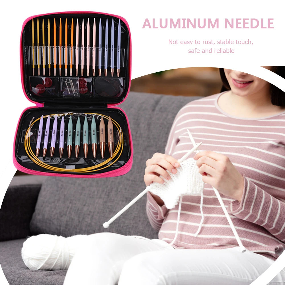 Needle 1311 Pairs Crochet Hook Circular Knitting Needles Set with Case DIY Art Craft Weaving Sewing Stitches Tools 231017