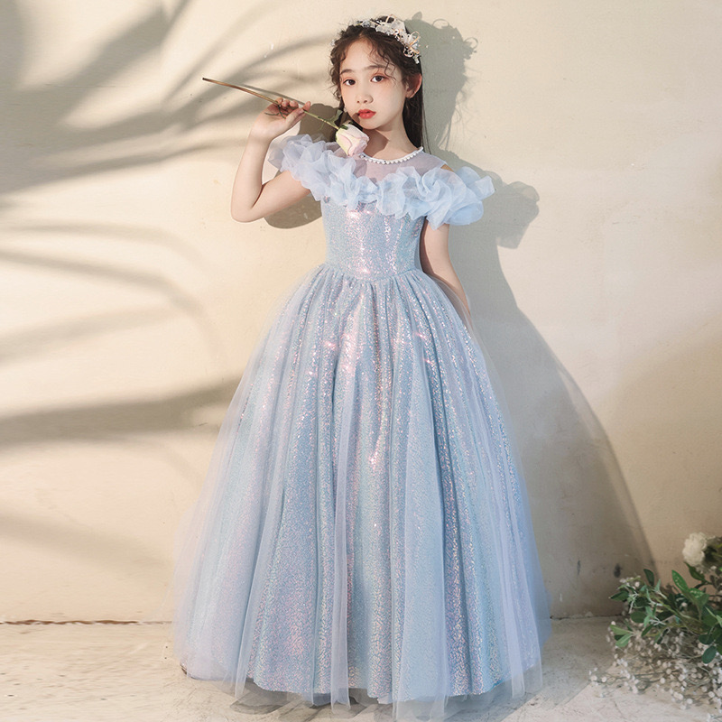 Beautiful Pink Flower Dresses For Weddings Custom Made Shiny Blingbling Princess Birthday Party Gowns Pretty Formal Girls Cute Puffy Tulle Pageant Dre