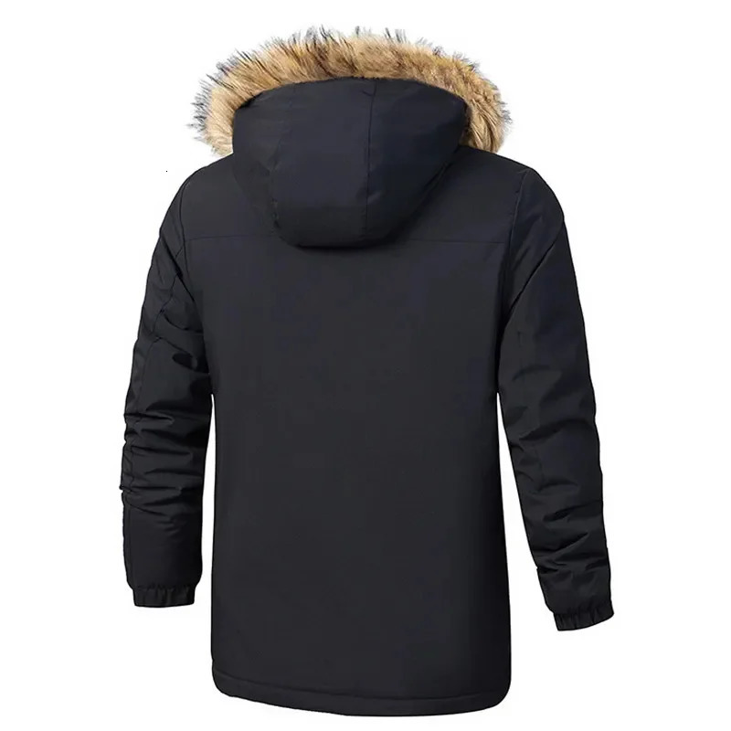 Men's Down Parkas Winter Jacket Cargo Coat Windbreaker Waterproof Overcoat Warm Fur Collar Fleece Liner Outdoor Hiking Thick Clothes 231017