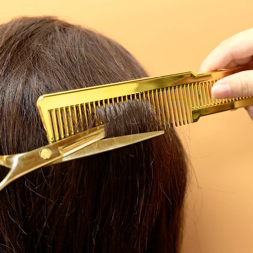 Other Hair Cares 3/5PCS Gold Hairdressing Styling Tools Set 6 Inch Haircut Scissors Hair Cutting Comb Suit Men Manual Shaver Barber Spary bottle 23101