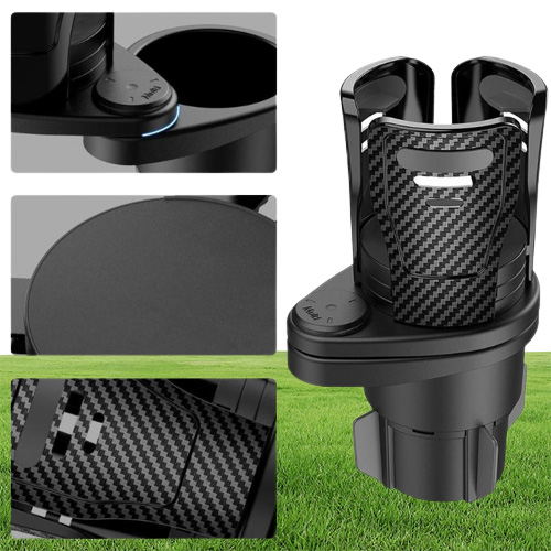 Drink Holder Dual Car Cup 2 In 1 Expander Adjustable 360 Degrees Rotating Nonslip Bottom Stable