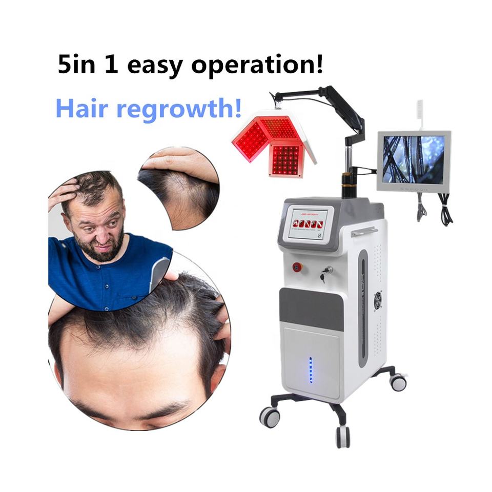 Hot Sales LED Red Light laser 650nm Hair Regrowth Hair Growth Laser Machine With Hair Analyzer Faster Growing Repair Damaged Hair Shafts Strengthens H