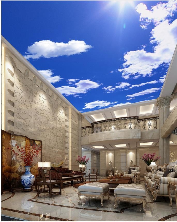 Large Mural Wallpaper For Ceiling Decoration blue sky ceilings 3D Photo Wallpaper Mural Papel De Parede
