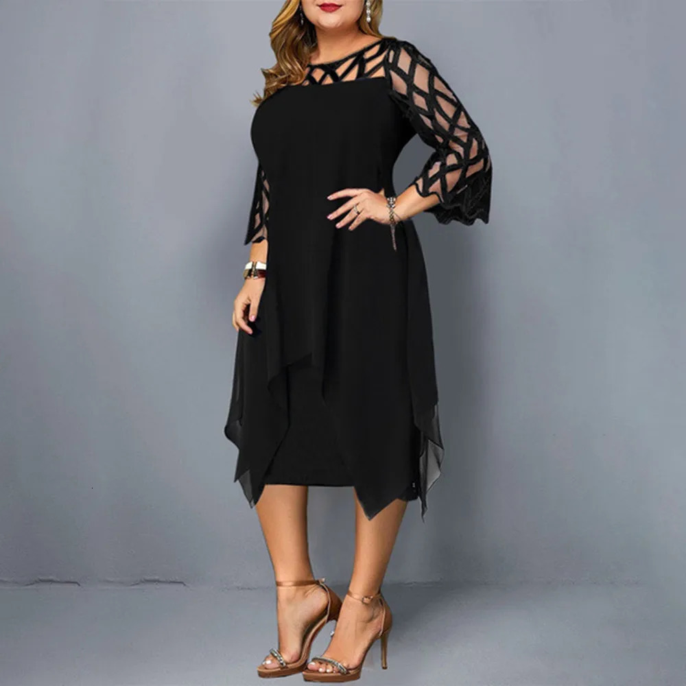 Plus size Dresses 5XL Plus Size Party Dress Sexy Elegant Lace Mesh L-6XL White Red Purple Black Blue Green Loose Women's Colthing 231017