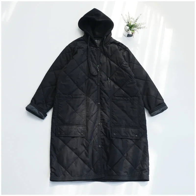 Men's Down Parkas Winter Warm Hooded Cotton Jacket Loose Coat Jackets Long Sleeves Singlebreasted Pockets Solid Color Casual Tops 231017