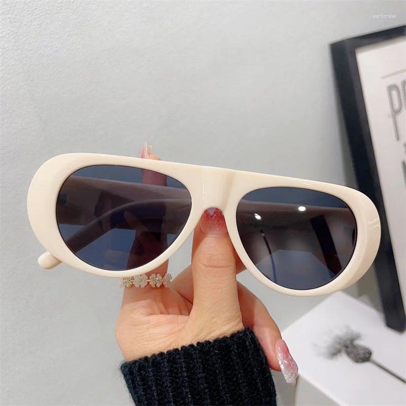 Sunglasses Oulylan Oval For Women Men Fashion Sun Glasses Ladies Black White Brown Eyewear Shades UV400