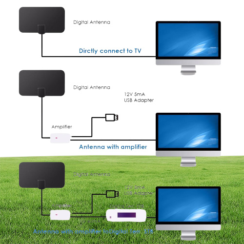 980 Miles 4K Digital HDTV Indoor TV Antenna for Signal Booster TVs Radius Connector Surf Fox Antena DTV Antennas Aerial Black